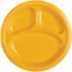 Sunshine Yellow Plastic Divided Dinner Plates 20ct